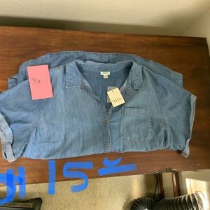 Denim Button-up Blouse